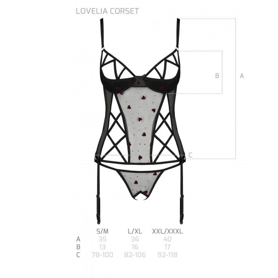 Корсет з підв'язками + стрінги LOVELIA CORSET black XXL/XXXL - Passion Корсет з підв'язками + стрінги LOVELIA CORSET black XXL/XXXL - Passion