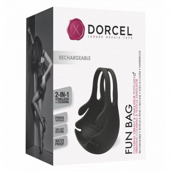 Ерекційне кільце з вібрацією і стимуляцією мошонки Dorcel FUN BAG, перезаряджуване Ерекційне кільце з вібрацією і стимуляцією мошонки Dorcel FUN BAG, перезаряджуване