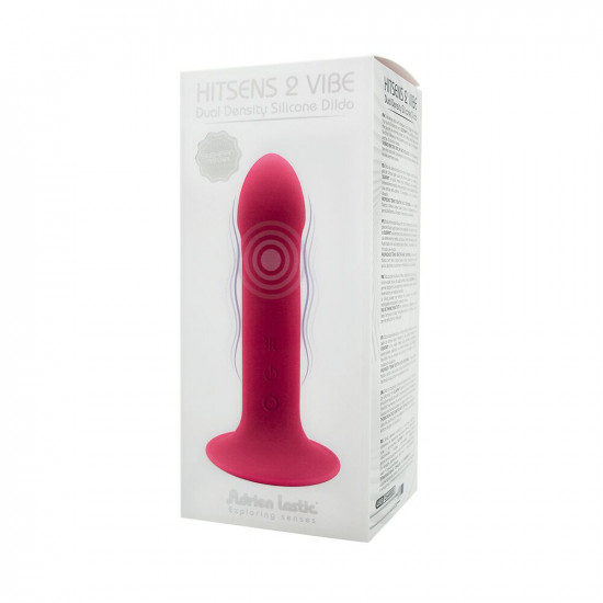 Двошаровий ділдо з вібрацією Adrien Lastic Hitsens 2 Pink, відмінно для страпона, макс діаметр 4 см, Двошаровий ділдо з вібрацією Adrien Lastic Hitsens 2 Pink, відмінно для страпона, макс діаметр 4 см,