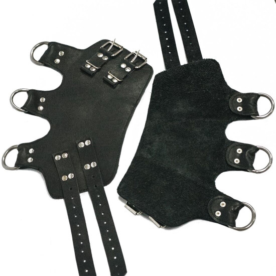 Поножі манжети для подвіса за ноги Leg Cuffs, натуральна шкіра, колір чорний Поножі манжети для подвіса за ноги Leg Cuffs, натуральна шкіра, колір чорний