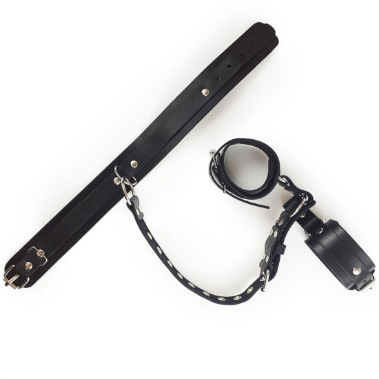 Фіксатори для шиї та рук Art of Sex - Bondage Set з натуральної шкіри, колір чорний Фіксатори для шиї та рук Art of Sex - Bondage Set з натуральної шкіри, колір чорний