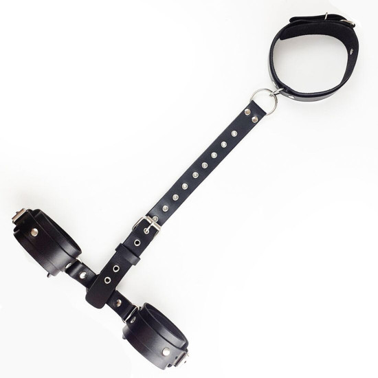 Фіксатори для шиї та рук Art of Sex - Bondage Set з натуральної шкіри, колір чорний Фіксатори для шиї та рук Art of Sex - Bondage Set з натуральної шкіри, колір чорний