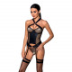 Сітчастий комплект корсет з халтером, зйомні підв'язки та трусики Amanda Corset black L/XL - Passion Сітчастий комплект корсет з халтером, зйомні підв'язки та трусики Amanda Corset black L/XL - Passion