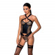 Сітчастий комплект корсет з халтером, зйомні підв'язки та трусики Amanda Corset black XXL/XXXL - Pas Сітчастий комплект корсет з халтером, зйомні підв'язки та трусики Amanda Corset black XXL/XXXL - Pas