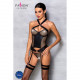 Сітчастий комплект корсет з халтером, зйомні підв'язки та трусики Amanda Corset black XXL/XXXL - Pas Сітчастий комплект корсет з халтером, зйомні підв'язки та трусики Amanda Corset black XXL/XXXL - Pas