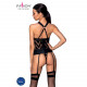 Сітчастий комплект із візерунком Hima Corset black L/XL - Passion, корсет з халтером, підв'язки, тру Сітчастий комплект із візерунком Hima Corset black L/XL - Passion, корсет з халтером, підв'язки, тру