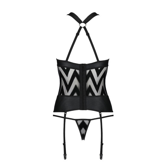 Сітчастий комплект із візерунком Hima Corset black L/XL - Passion, корсет з халтером, підв'язки, тру Сітчастий комплект із візерунком Hima Corset black L/XL - Passion, корсет з халтером, підв'язки, тру