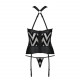 Сітчастий комплект із візерунком Hima Corset black L/XL - Passion, корсет з халтером, підв'язки, тру Сітчастий комплект із візерунком Hima Corset black L/XL - Passion, корсет з халтером, підв'язки, тру