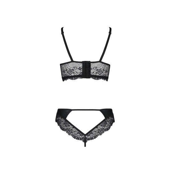 Комплект з еко-шкіри та мережива Loona Set black S/M - Passion, бра і трусики Комплект з еко-шкіри та мережива Loona Set black S/M - Passion, бра і трусики
