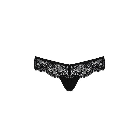 Мереживні трусики-танга з атласним бантиком Naja Thong black L/XL - Passion Мереживні трусики-танга з атласним бантиком Naja Thong black L/XL - Passion