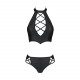 Комплект з еко-шкіри Nancy Bikini black S/M - Passion, бра та трусики з імітацією шнурівки Комплект з еко-шкіри Nancy Bikini black S/M - Passion, бра та трусики з імітацією шнурівки