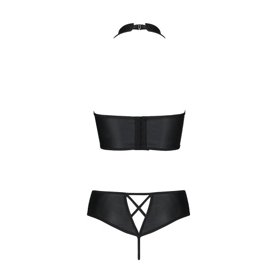 Комплект з еко-шкіри Nancy Bikini black XXL/XXXL - Passion, бра та трусики з імітацією шнурівки Комплект з еко-шкіри Nancy Bikini black XXL/XXXL - Passion, бра та трусики з імітацією шнурівки