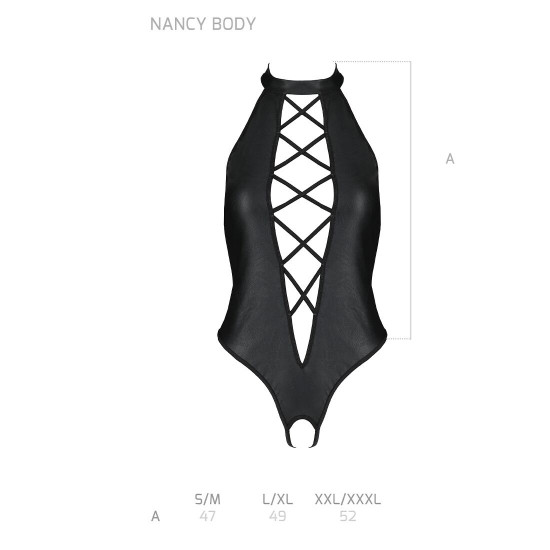 Боді з еко-шкіри з імітацією шнурівки та відкритим доступом Nancy Body black L/XL - Passion Боді з еко-шкіри з імітацією шнурівки та відкритим доступом Nancy Body black L/XL - Passion