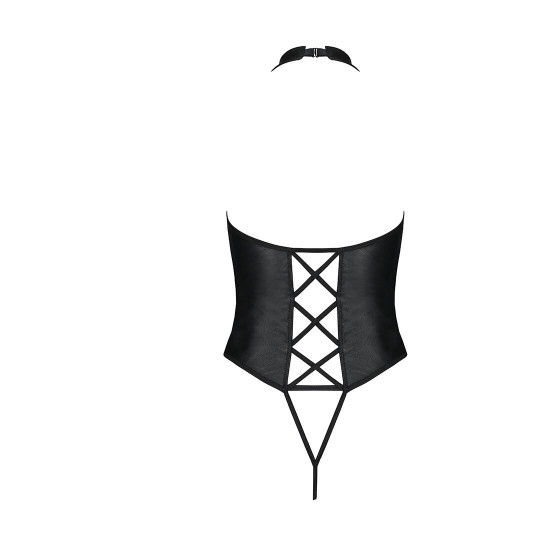 Боді з еко-шкіри з імітацією шнурівки та відкритим доступом Nancy Body black L/XL - Passion Боді з еко-шкіри з імітацією шнурівки та відкритим доступом Nancy Body black L/XL - Passion