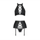 Комплект з еко-шкіри з імітацією шнурівки Nancy Set black L/XL - Passion топ, трусики та пояс для па Комплект з еко-шкіри з імітацією шнурівки Nancy Set black L/XL - Passion топ, трусики та пояс для па