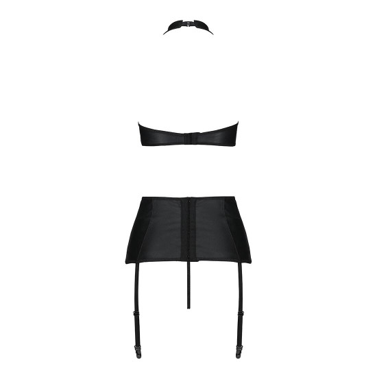 Комплект з еко-шкіри з імітацією шнурівки Nancy Set black XXL/XXXL - Passion топ, трусики та пояс дл Комплект з еко-шкіри з імітацією шнурівки Nancy Set black XXL/XXXL - Passion топ, трусики та пояс дл