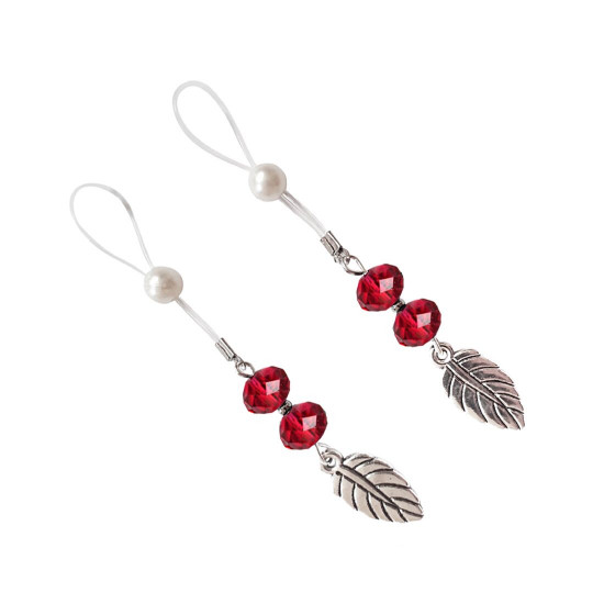 Сексуальні прикраси для сосків із листочком Nipple Jewelry Leaf, колір червоний Сексуальні прикраси для сосків із листочком Nipple Jewelry Leaf, колір червоний