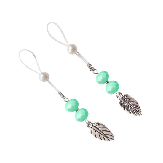 Сексуальні прикраси для сосків із листочком Nipple Jewelry Leaf, колір м'ятний Сексуальні прикраси для сосків із листочком Nipple Jewelry Leaf, колір м'ятний