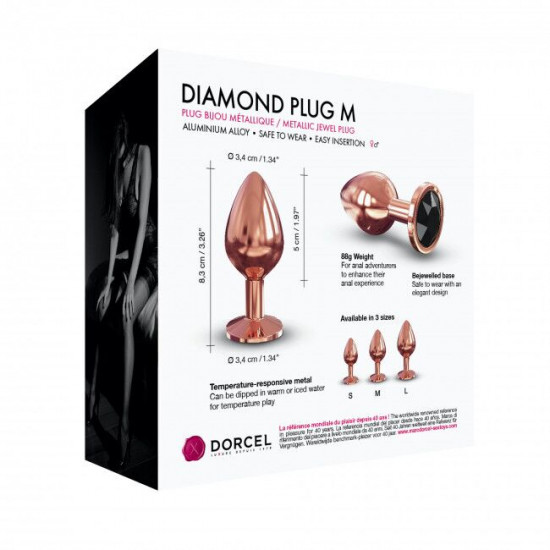 Металева анальна пробка із прикрасою у вигляді кристалу Dorcel - Diamond Plug Rose Gold M Металева анальна пробка із прикрасою у вигляді кристалу Dorcel - Diamond Plug Rose Gold M