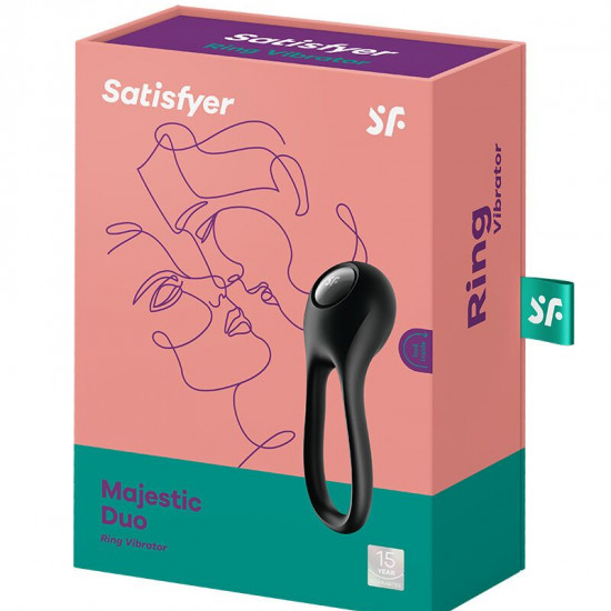 Ерекційне кільце з вібрацією Satisfyer Majestic Duo для члена та мошонки Ерекційне кільце з вібрацією Satisfyer Majestic Duo для члена та мошонки
