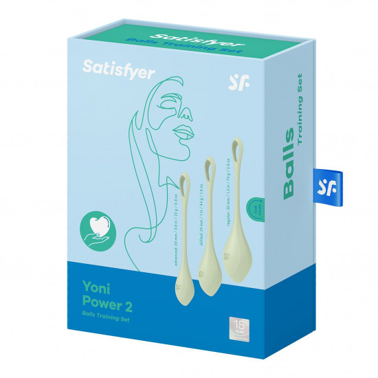 Набір йоні намистин Satisfyer Yoni Power 2 Light Green, диаметр 2-2,5-3см, вес 22-44-73гр Набір йоні намистин Satisfyer Yoni Power 2 Light Green, диаметр 2-2,5-3см, вес 22-44-73гр
