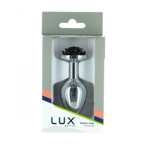 Металева анальна пробка Lux Active з трояндою - Rose Anal Plug - Black, віброкуля в подарунок Металева анальна пробка Lux Active з трояндою - Rose Anal Plug - Black, віброкуля в подарунок