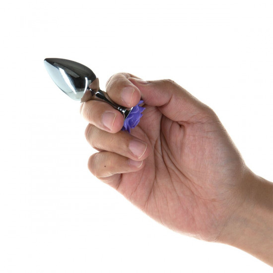 Металева анальна пробка Lux Active з трояндою - Rose Anal Plug - Purple, віброкуля в подарунок Металева анальна пробка Lux Active з трояндою - Rose Anal Plug - Purple, віброкуля в подарунок