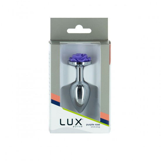Металева анальна пробка Lux Active з трояндою - Rose Anal Plug - Purple, віброкуля в подарунок Металева анальна пробка Lux Active з трояндою - Rose Anal Plug - Purple, віброкуля в подарунок