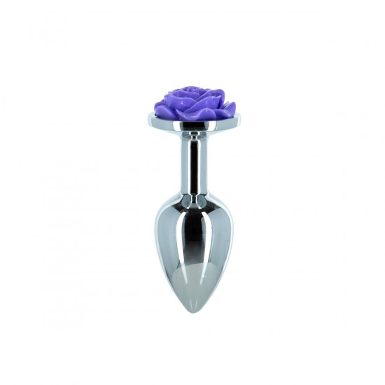 Металева анальна пробка Lux Active з трояндою - Rose Anal Plug - Purple, віброкуля в подарунок Металева анальна пробка Lux Active з трояндою - Rose Anal Plug - Purple, віброкуля в подарунок