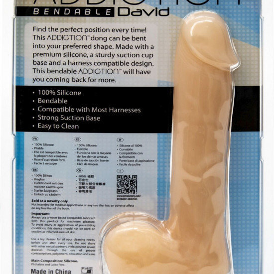 Фалоімітатор із пам’яттю форми, на присосці ADDICTION — DAVID 8″ Silicone Dong, віброкуля в подаруно Фалоімітатор із пам’яттю форми, на присосці ADDICTION — DAVID 8″ Silicone Dong, віброкуля в подаруно