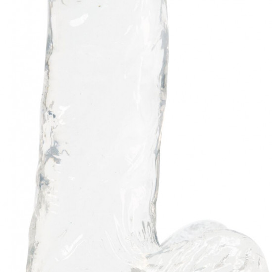Прозрачный фаллоимитатор на присоске ADDICTION — Clear Dildo with Balls 6″, вибропуля в подарок