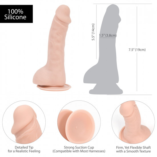 Вигнутий фалоімітатор на присосці ADDICTION — BRAD 7,5″ Dildo With Balls, Beige Вигнутий фалоімітатор на присосці ADDICTION — BRAD 7,5″ Dildo With Balls, Beige
