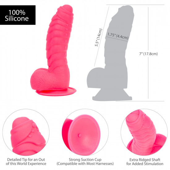 Ребристий фалоімітатор на присосці ADDICTION — Tom 7″ Dildo With Balls — Pink, віброкуля в подарунок Ребристий фалоімітатор на присосці ADDICTION — Tom 7″ Dildo With Balls — Pink, віброкуля в подарунок