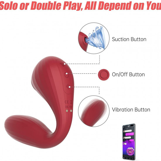 Вакуумний вагінально-кліторальний стимулятор Magic Motion Bobi Red, керування зі смартфона Вакуумний вагінально-кліторальний стимулятор Magic Motion Bobi Red, керування зі смартфона