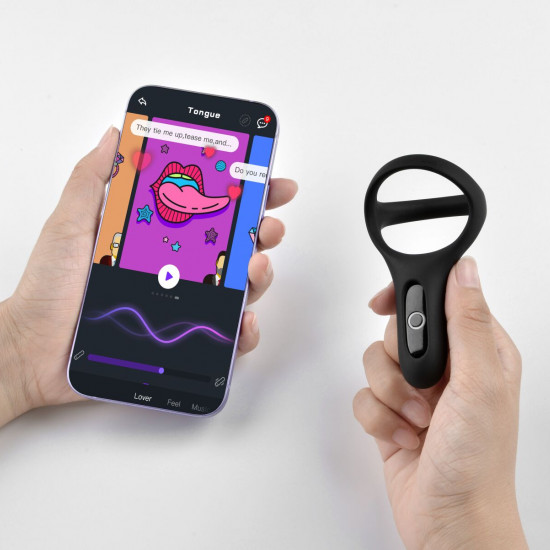 Подвійне ерекційне кільце Fun Town Rise Black, керування зі смартфона Подвійне ерекційне кільце Fun Town Rise Black, керування зі смартфона