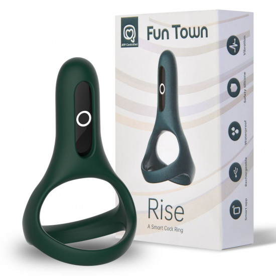 Подвійне ерекційне кільце Fun Town Rise Turquoise, керування зі смартфона Подвійне ерекційне кільце Fun Town Rise Turquoise, керування зі смартфона