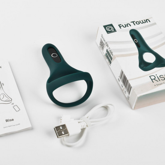 Подвійне ерекційне кільце Fun Town Rise Turquoise, керування зі смартфона Подвійне ерекційне кільце Fun Town Rise Turquoise, керування зі смартфона