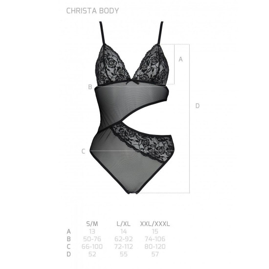 Боді з ажурним ліфом Christa Body black S/M — Passion Боді з ажурним ліфом Christa Body black S/M — Passion