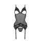 Корсет із підв’язками та ажурним ліфом Christa Corset black S/M — Passion, стрінги в комплекті Корсет із підв’язками та ажурним ліфом Christa Corset black S/M — Passion, стрінги в комплекті
