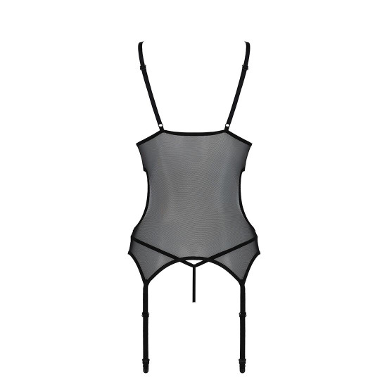 Корсет із підв’язками та ажурним ліфом Christa Corset black S/M — Passion, стрінги в комплекті Корсет із підв’язками та ажурним ліфом Christa Corset black S/M — Passion, стрінги в комплекті