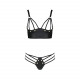 Комплект з екошкіри з люверсами та ремінцями Malwia Bikini black S/M — Passion, бра та трусики Комплект з екошкіри з люверсами та ремінцями Malwia Bikini black S/M — Passion, бра та трусики