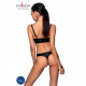 Комплект з екошкіри з люверсами та ремінцями Malwia Bikini black S/M — Passion, бра та трусики Комплект з екошкіри з люверсами та ремінцями Malwia Bikini black S/M — Passion, бра та трусики