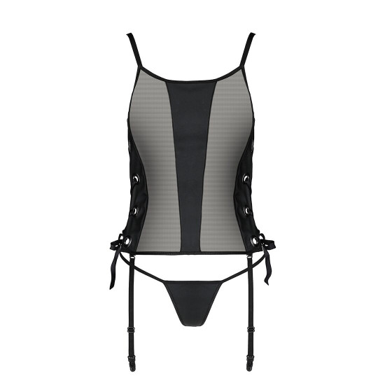 Сітчастий корсет з екошкіри, з люверсами та знімними пажами Malwia Corset black S/M — Passion, стрін Сітчастий корсет з екошкіри, з люверсами та знімними пажами Malwia Corset black S/M — Passion, стрін