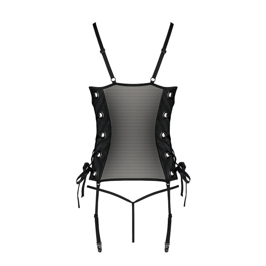 Сітчастий корсет з екошкіри, з люверсами та знімними пажами Malwia Corset black XXL/XXXL — Passion, Сітчастий корсет з екошкіри, з люверсами та знімними пажами Malwia Corset black XXL/XXXL — Passion,