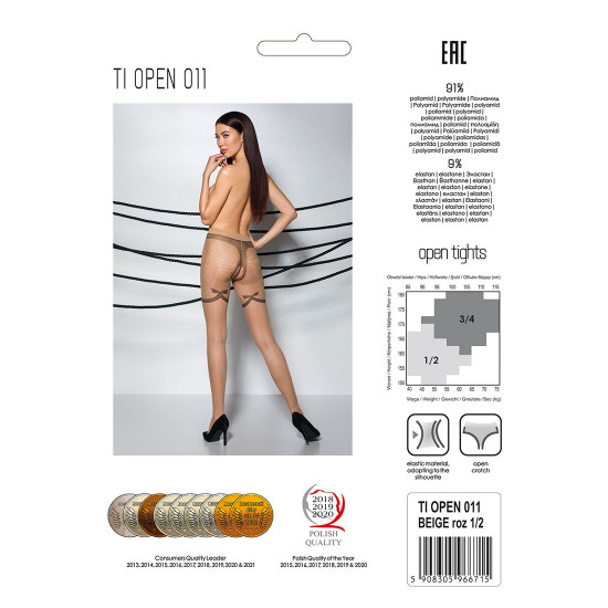 Тілесні колготки з відкритим доступом, контрастні шортики TIOPEN 011 beige 5 (20 den) — Passion Тілесні колготки з відкритим доступом, контрастні шортики TIOPEN 011 beige 5 (20 den) — Passion