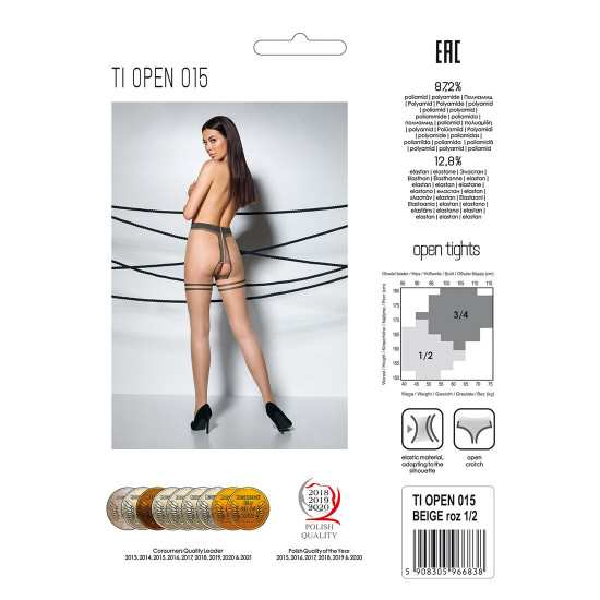 Тілесні колготки з відкритим доступом, контрастна подвійна резинка TIOPEN 015 beige 3/4 (20 den) — P Тілесні колготки з відкритим доступом, контрастна подвійна резинка TIOPEN 015 beige 3/4 (20 den) — P