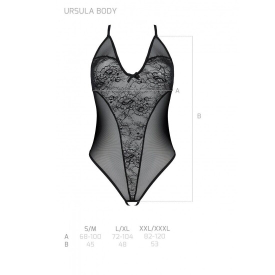 Боді з ажурним декором та відкритим кроком Ursula Body black S/M — Passion Боді з ажурним декором та відкритим кроком Ursula Body black S/M — Passion