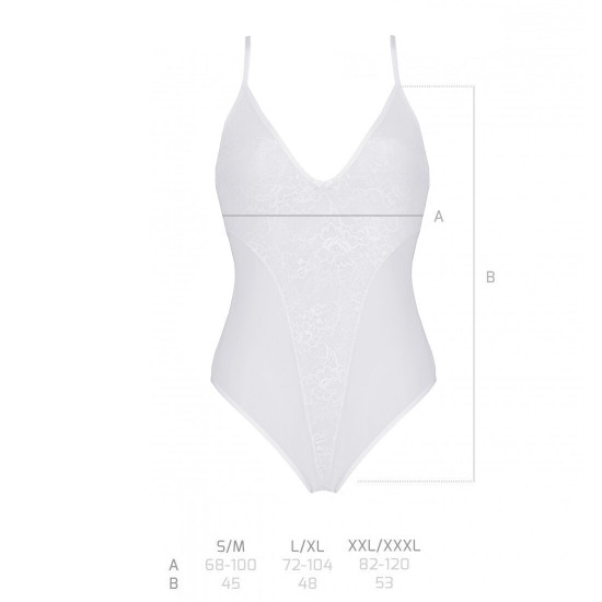 Боді з ажурним декором та відкритим кроком Ursula Body white L/XL — Passion Боді з ажурним декором та відкритим кроком Ursula Body white L/XL — Passion