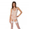 Корсет із пажами, трусики з ажурним декором та відкритим кроком Passion URSULA CORSET S/M, white