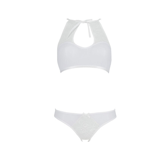 Комплект: бра, трусики з ажурним декором та відкритим кроком Ursula Set white S/M — Passion Комплект: бра, трусики з ажурним декором та відкритим кроком Ursula Set white S/M — Passion